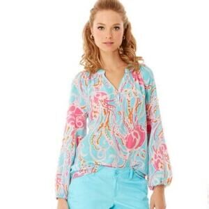 NWOT LILLY PULITZER Top XS Elsa Silk Jellies Be Jammin